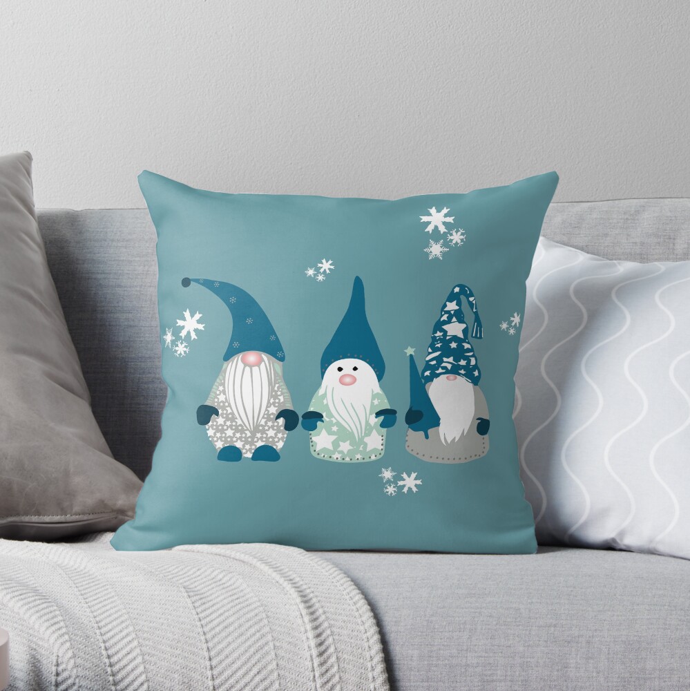 Trio of Gnomes Throw Pillow