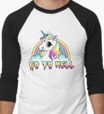 Camiseta ¾ bicolor para hombre "Go To Hell" Pastel Goth Unicornio