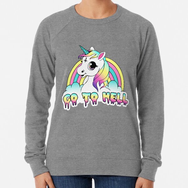 "Go To Hell" Pastel Goth Unicorn Lightweight Sweatshirt