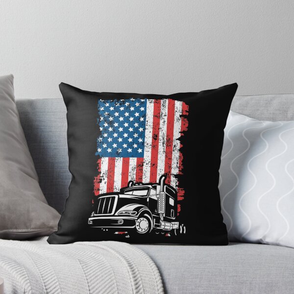 Item preview, 18-Wheeler Truck and American Flag designed and sold by EstelleStar.