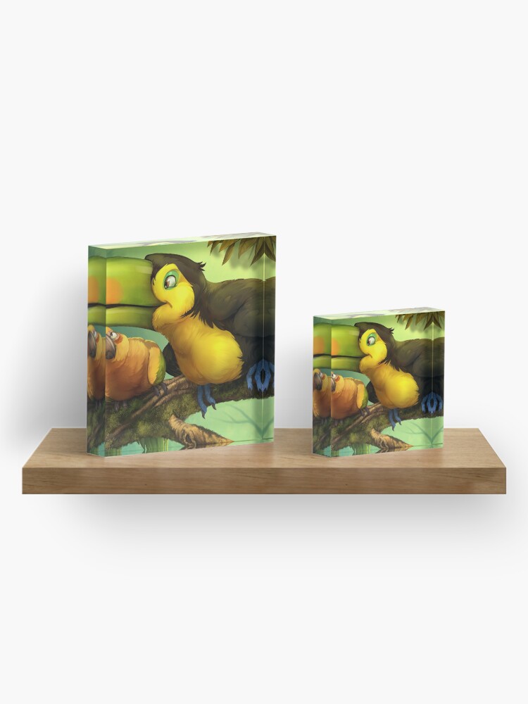 Alternate view of Toucan and Sun Conures! Acrylic Block