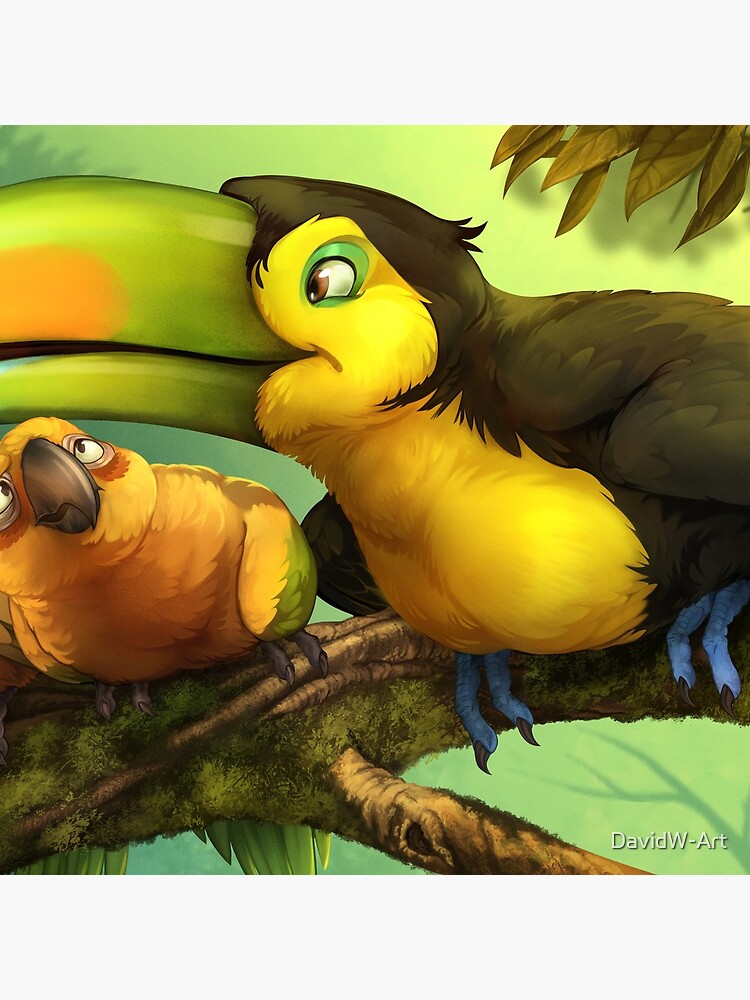 Toucan and Sun Conures! by DavidW-Art