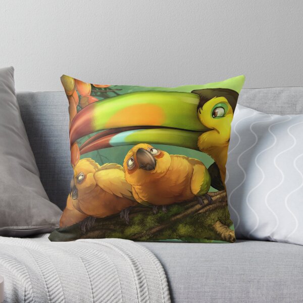 Toucan and Sun Conures! Throw Pillow