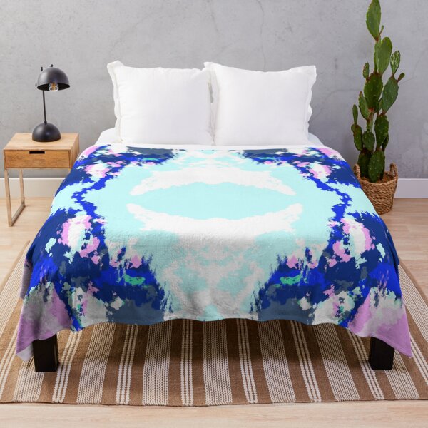 Item preview, Ima - Pink Blue Abstract Batik Mandala Art designed and sold by Retro-Rocket.