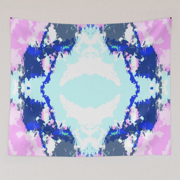 Item preview, Ima - Pink Blue Abstract Batik Mandala Art designed and sold by Retro-Rocket.