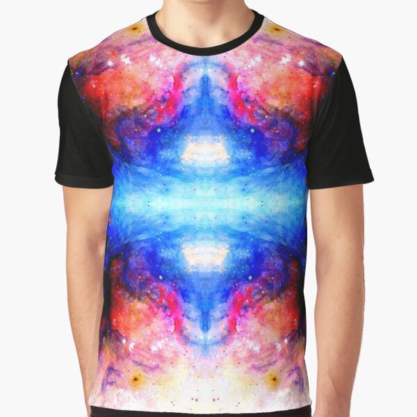 Fukuhana - Blue Red Abstract Batik Mandala Art Graphic T-Shirt
