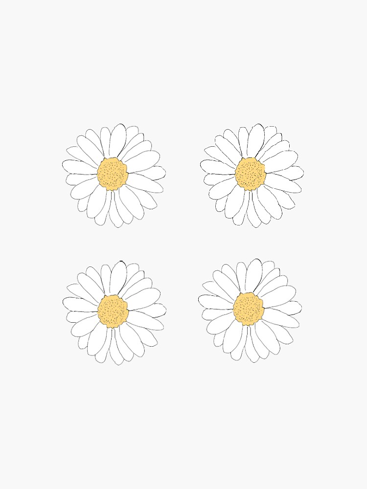 White Daisy Flowers Pack Sticker For Sale By Colleenm2 Redbubble