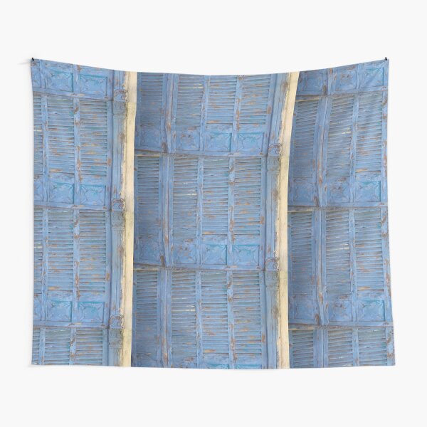 Blue window, rustic wood, turquoise, Rustic window Tapestry