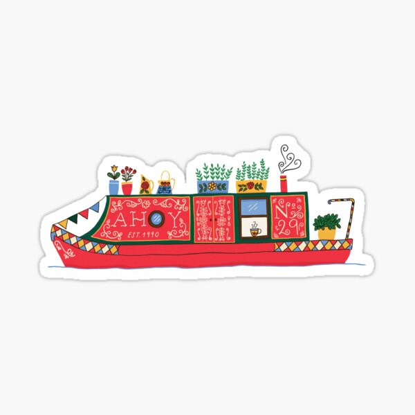 Item preview, Narrowboat illustration designed and sold by CamilaDyer.