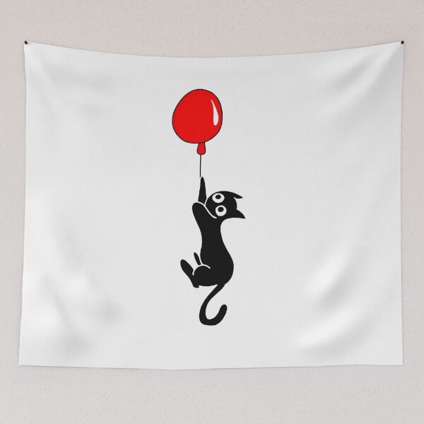 Item preview, Black Cat Hanging on Red Balloon designed and sold by palaco210.