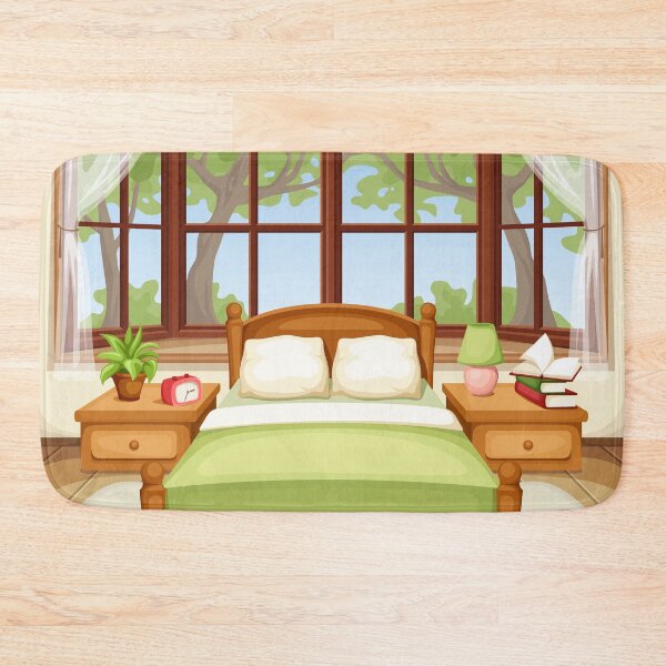 Item preview, Cozy bedroom interior with a bed and a big window. designed and sold by Naddya.