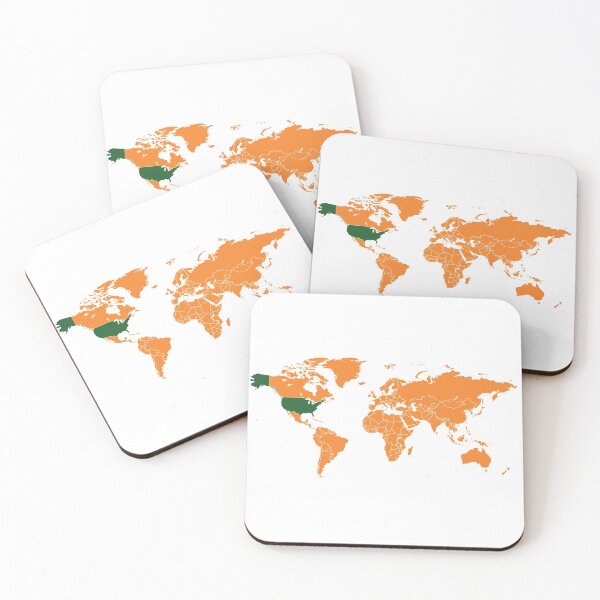 Item preview, Green USA in a orange world map designed and sold by ganje.