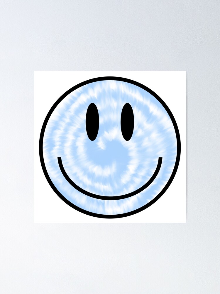 blue tie dye smiley face Poster