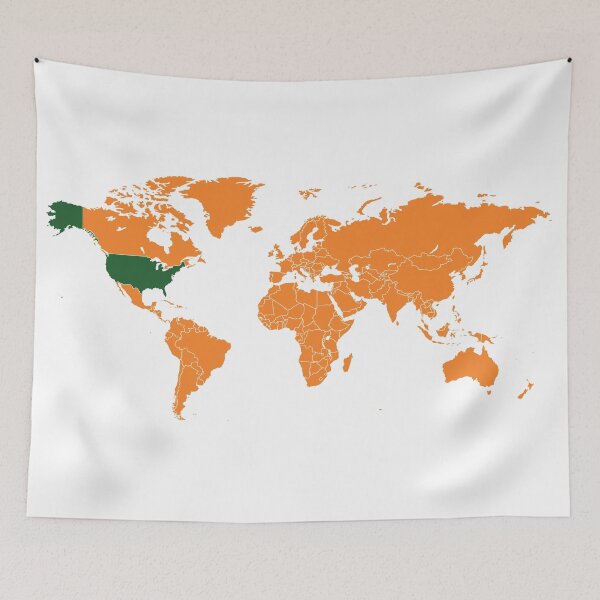 Item preview, Green USA in a orange world map designed and sold by ganje.