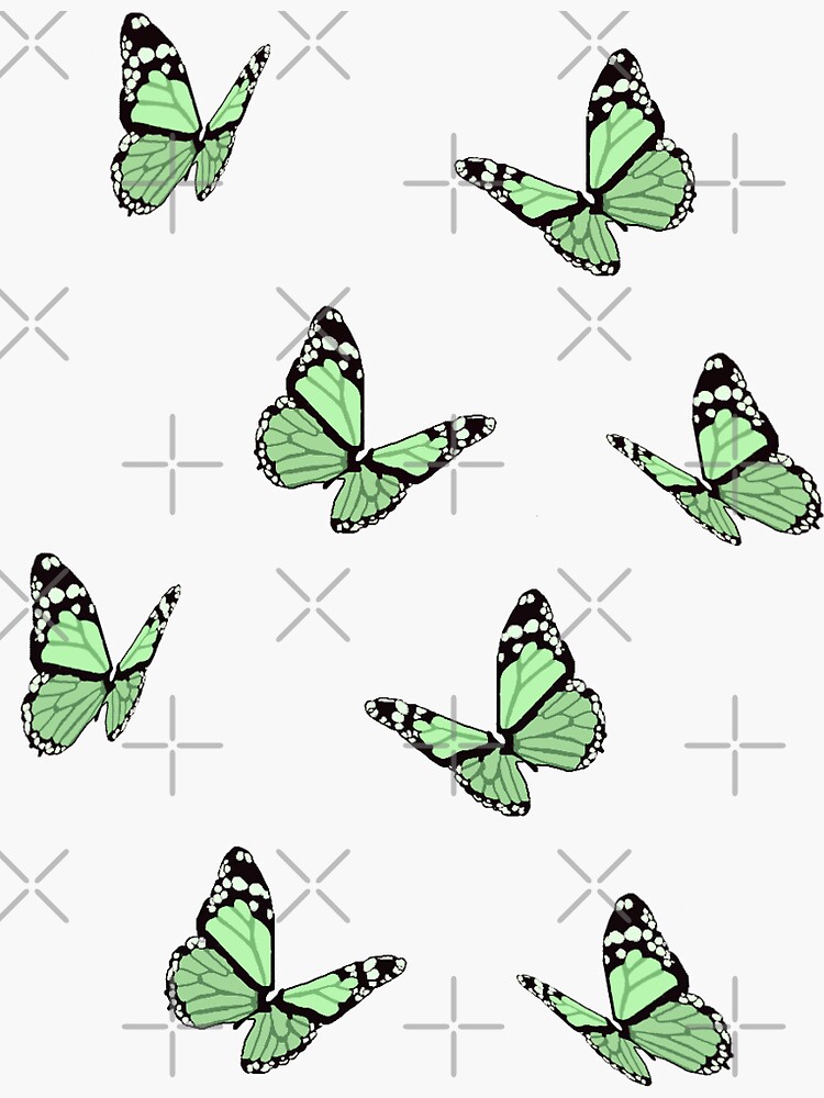 "Pastel Green Butterflies" Sticker for Sale by maiaswamy Redbubble