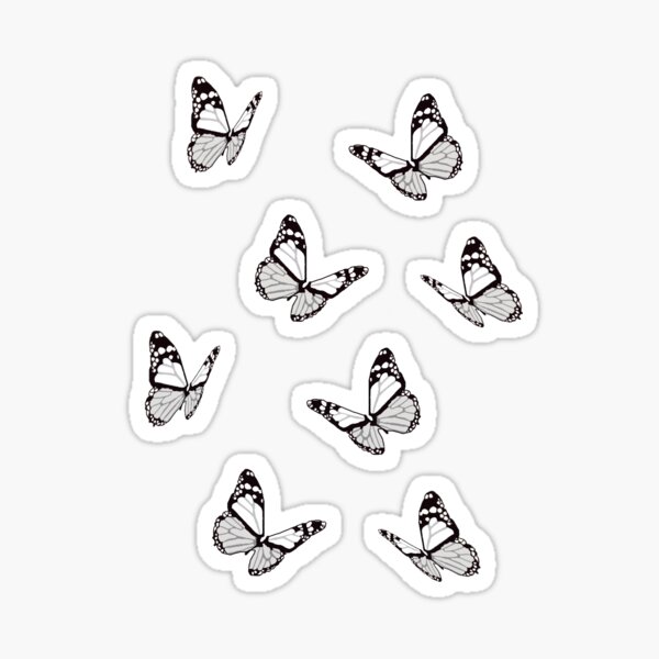 Minimal Black and White Butterflies Sticker for Sale by styledbycarli