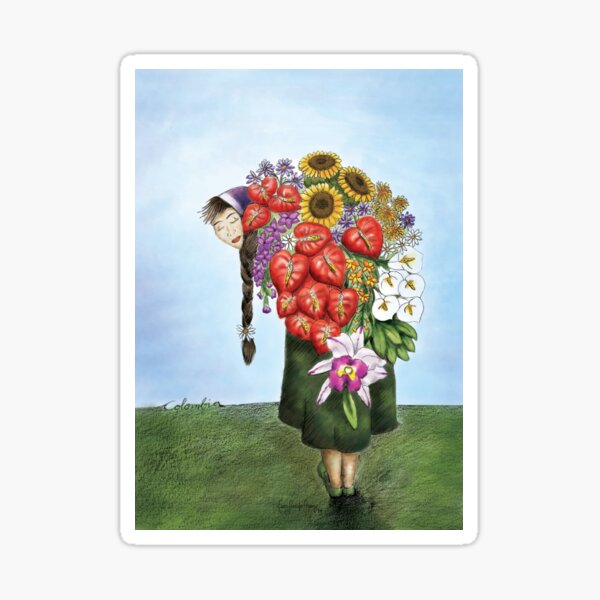 Mujer con flores Pegatina
