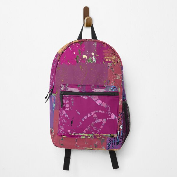 Item preview, Bohemian fiber art mixed media, magenta plum red designed and sold by djrunnels.