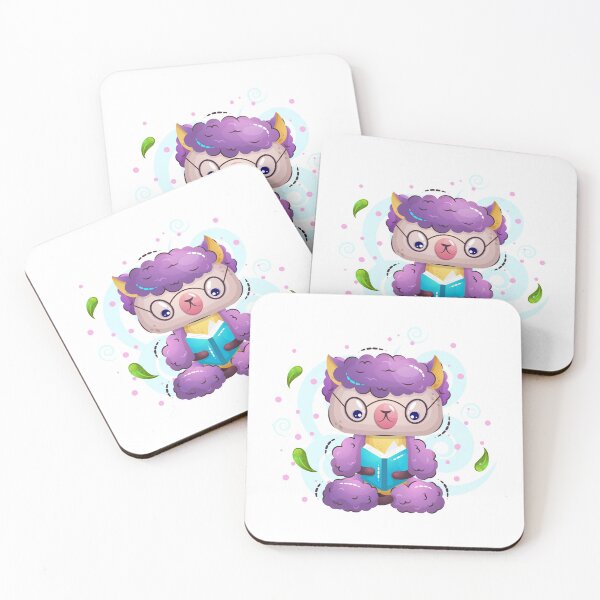 Item preview, The cute alpaca animal sits in a lotus pose and reads a book designed and sold by Anna Koneva.