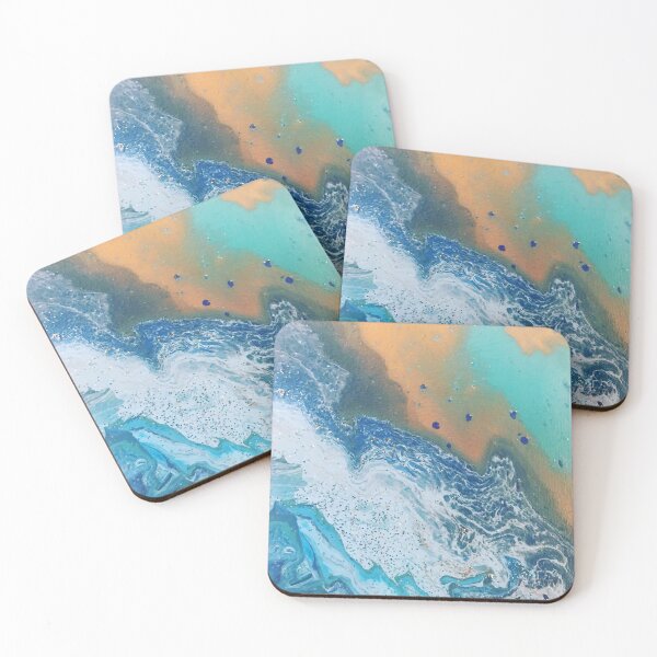 Item preview, Ocean Inspired Abstract Art Blue Gold Design designed and sold by artskye.