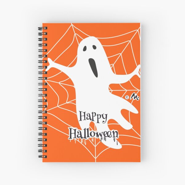 Fantasma halloween, happy halloween, fantasma terrorífico en tela de araña Cuaderno de espiral