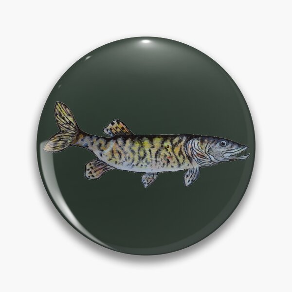 Item preview, Musky Fish Drawing Dark Green designed and sold by Michelebuttons.