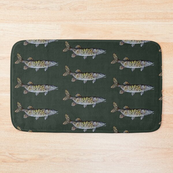 Item preview, Musky Fish Drawing Dark Green designed and sold by Michelebuttons.