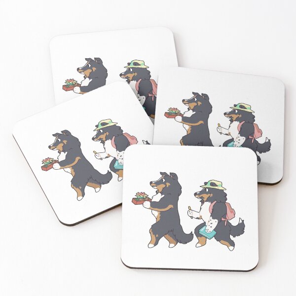 Item preview, Shetland sheepdogs studying succulent plant designed and sold by Ivy Fox Illustration.