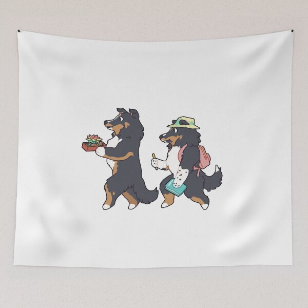 Item preview, Shetland sheepdogs studying succulent plant designed and sold by Ivy Fox Illustration.