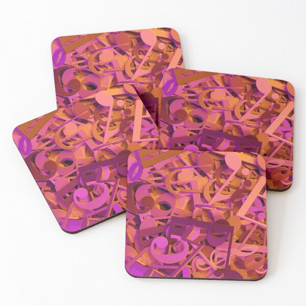 Item preview, Violet and orange musical notes and symbols background texture flat lay top view from above designed and sold by UDDesign.