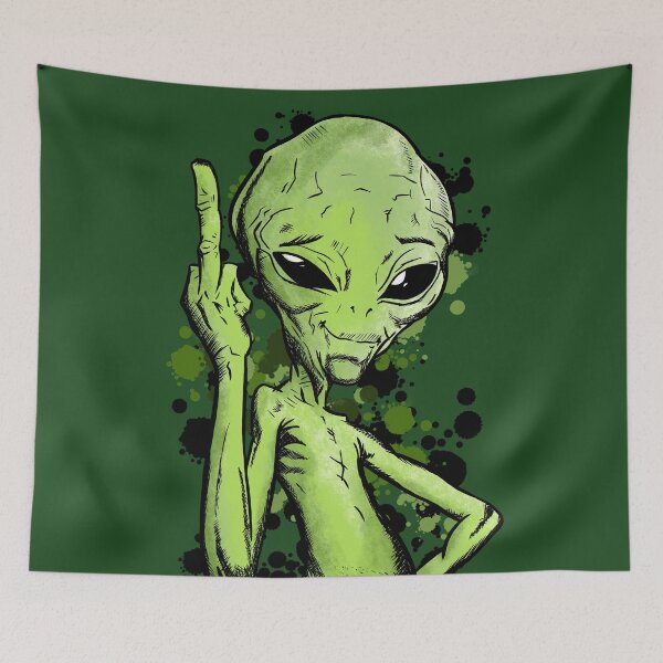 Item preview, Alien middle finger Fuck Off illustration designed and sold by RAWWR.