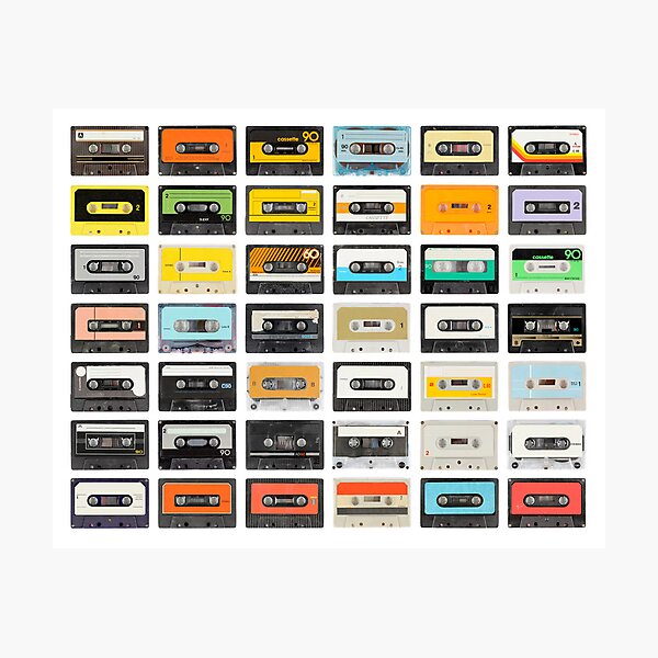 awesome old cassette collection Photographic Print