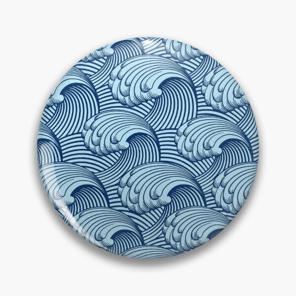 Item preview, Vintage Japanese Waves, Navy and Sky Blue designed and sold by Marymarice.