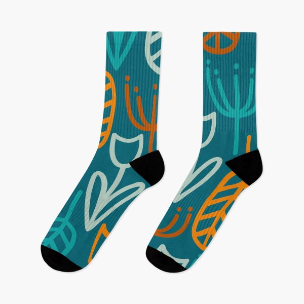 Item preview, Cheerful Garden Minimalist Botanical Pattern in Orange, Aqua, Rust, and Teal designed and sold by kierkegaard.