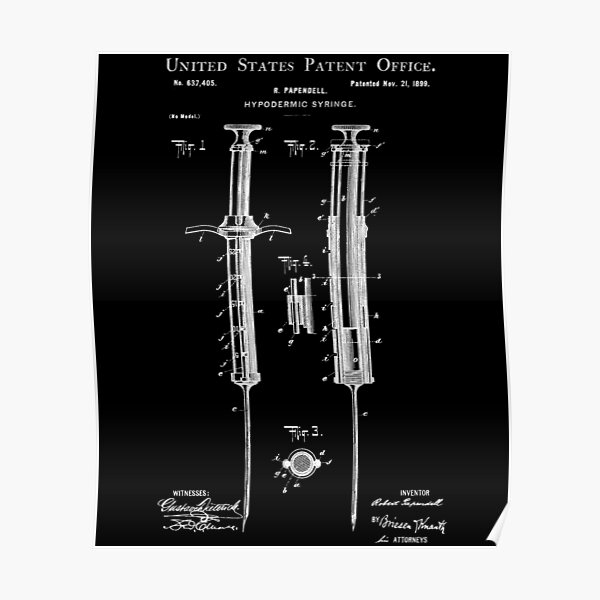 Hypodermic Syringe Poster Print Nurse Gift Waiting Room Art EMT Gift
