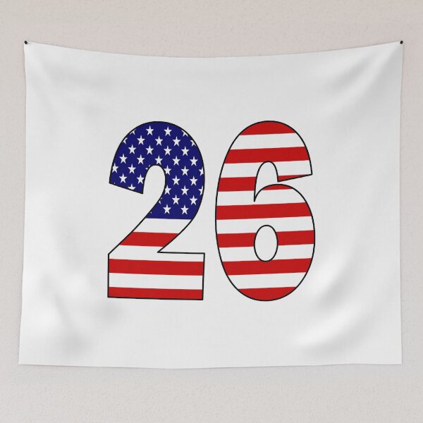 Item preview, Number 26 with USA flag on the background designed and sold by AllShirts21.