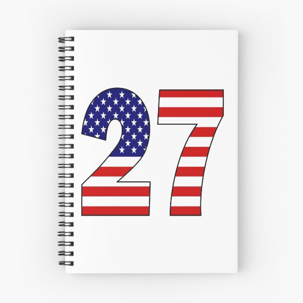 Artikelvorschau, Nummer 27 mit USA-Flagge im Hintergrund entworfen und verkauft von AllShirts21.