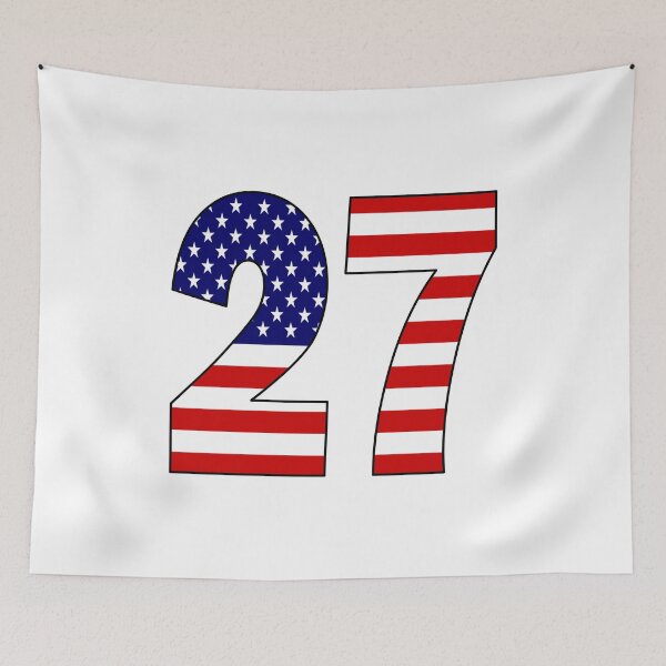 Item preview, Number 27 with USA flag on the background designed and sold by AllShirts21.
