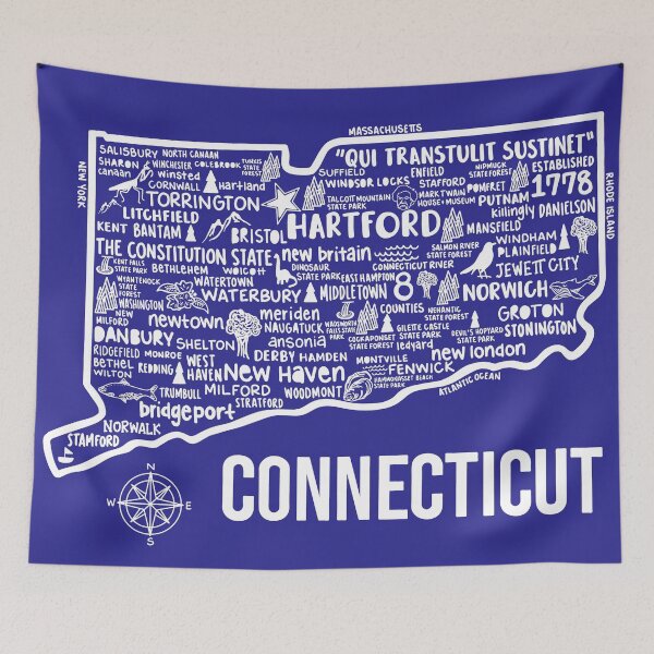 Item preview, Connecticut Map  designed and sold by fiberandgloss.