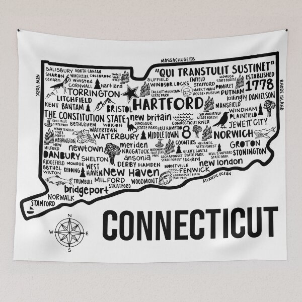 Item preview, Connecticut Map  designed and sold by fiberandgloss.