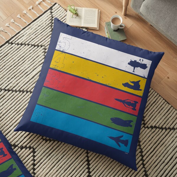 Thunderbirds Classic - Birds Silhouettes on Stripes Floor Pillow