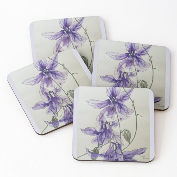 Item preview, Aquilegia columbine blue watercolour painting  designed and sold by esvb.