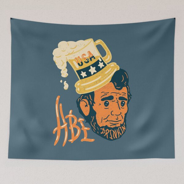 Item preview, Abe Drinkin - Boozy Abraham Lincoln wearing a Beer Mug Top Hat | Funny Happy Independence Day USA 2022 4th of July Memorial Alcohol Day Drinking Like Abe Lincoln Original Art Orange designed and sold by Any Color Designs.