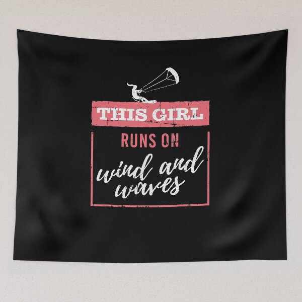Item preview, Runs On Wind And Waves Kitesurfing Girl Gift designed and sold by jeffded.