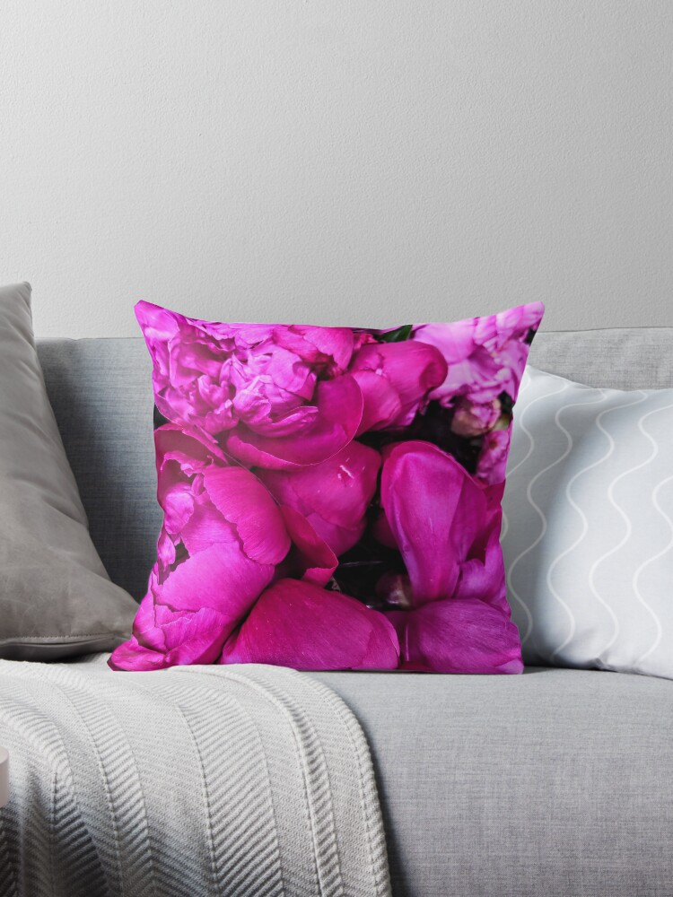 Bright pink throw online pillows