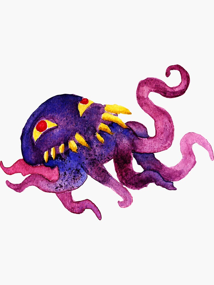 Imagen 3 de 3, Pegatina con la obra Ultros de acuarela, diseñada y vendida por ravlor.