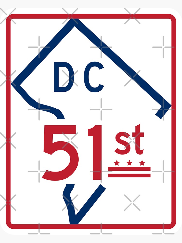 Thumbnail 3 of 3, Sticker, The Road To Statehood - DC 51 (#1) designed and sold by brainthought.