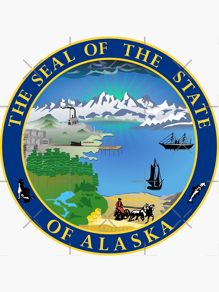 "Alaska AK Official State Seal" Sticker for Sale by states Redbubble