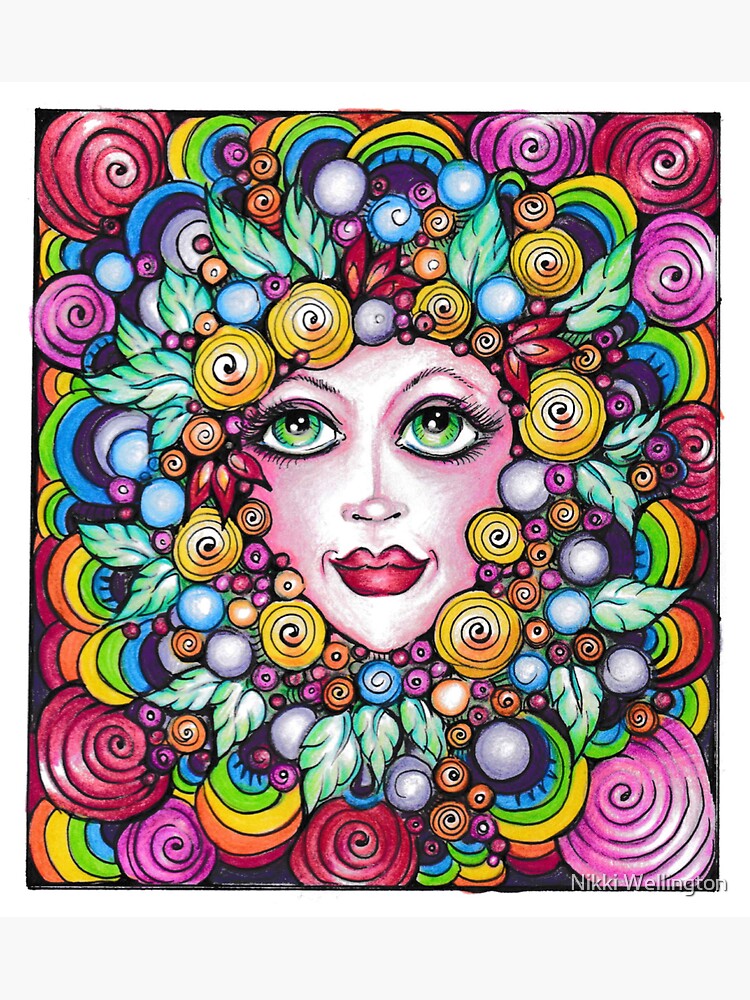 "Rainbow Flower face" Sticker by Knickersart Redbubble