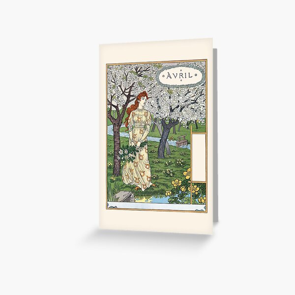 Item preview, Avril Eugene Grasset La Belle Jardiniere Greeting Cards and Postcards designed and sold by RedCapeTales.